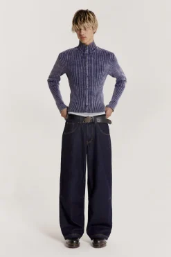Jaded London Knitwear*Blue Lucid Knit Track Top