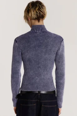 Jaded London Knitwear*Blue Lucid Knit Track Top