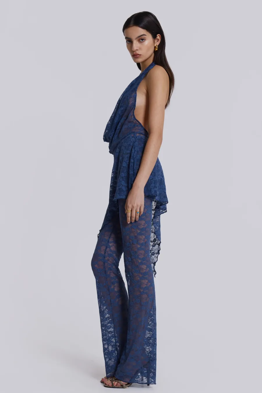 Jaded London Mini Dresses*Blue Riva Lace Co-Ord Set