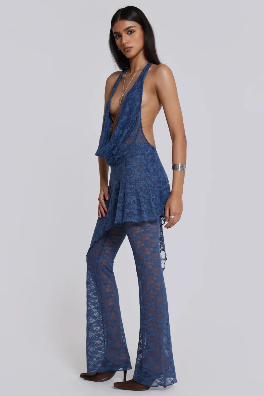 Jaded London Mini Dresses*Blue Riva Lace Co-Ord Set