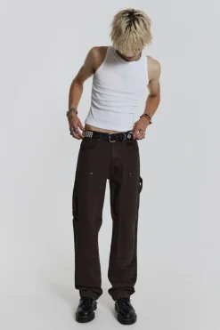 Jaded London Baggy Jeans*Brown Carpenter Jeans In Skate Fit