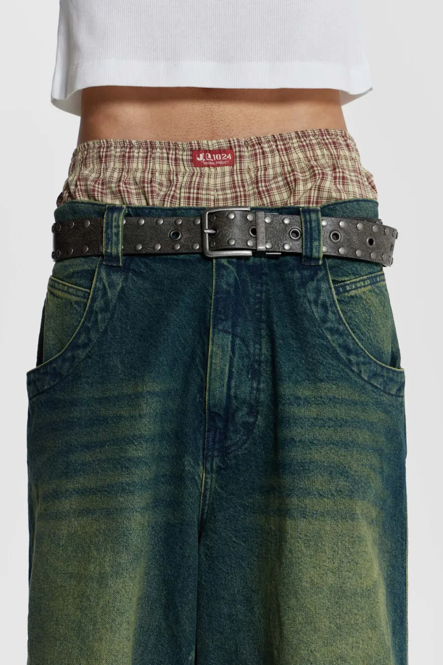 Jaded London Jorts & Shorts*Brown Check Boxer