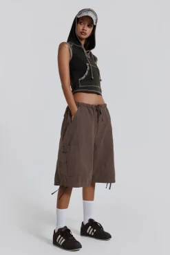 Jaded London Parachute Pants*Brown Parachute Cargo Shorts