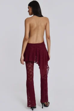 Jaded London Mini Dresses*Burgundy Riva Lace Co-Ord Set