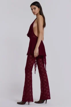 Jaded London Mini Dresses*Burgundy Riva Lace Co-Ord Set