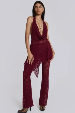 Jaded London Mini Dresses*Burgundy Riva Lace Co-Ord Set