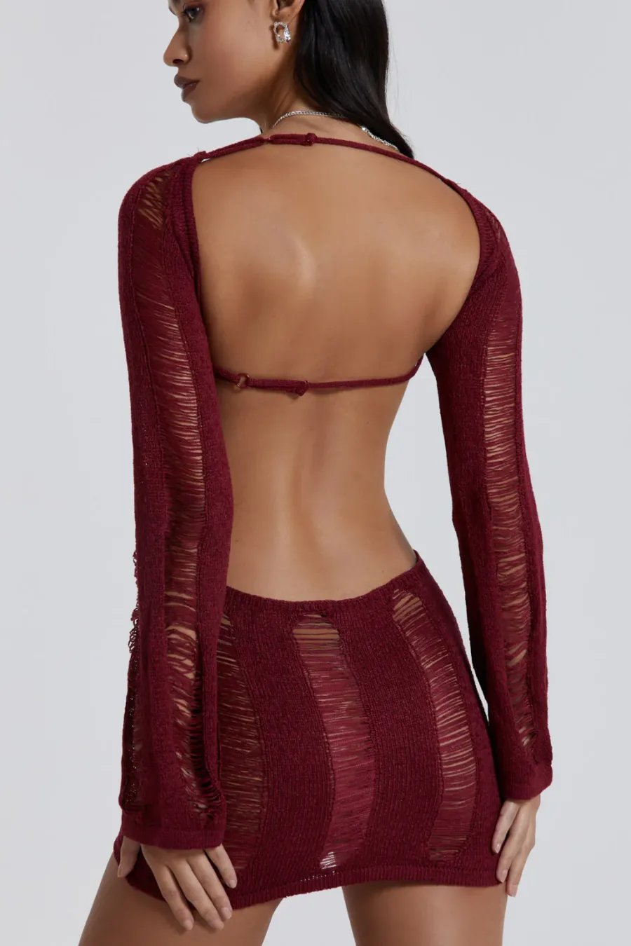 Jaded London Mini Dresses*Burgundy Umbra Mini Dress