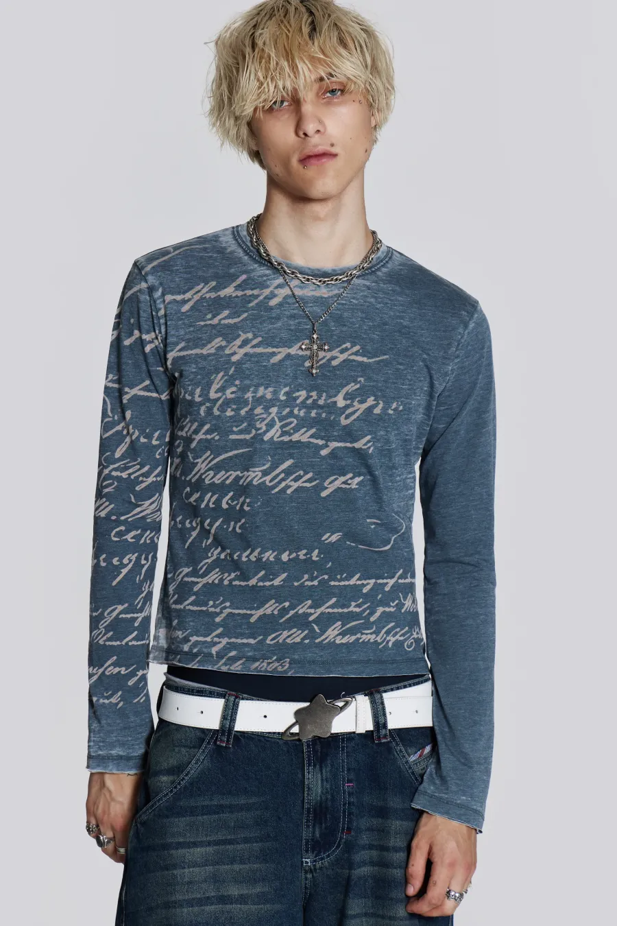 Jaded London T-Shirts*Burnout Handwritten Long Sleeve Tee