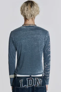 Jaded London T-Shirts*Burnout Handwritten Long Sleeve Tee