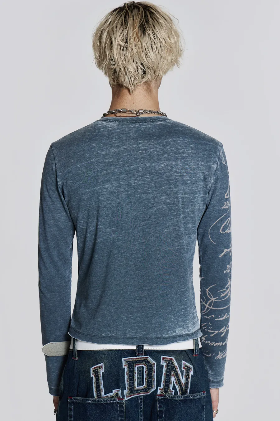 Jaded London T-Shirts*Burnout Handwritten Long Sleeve Tee
