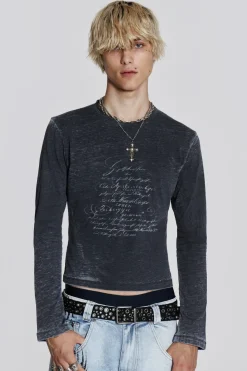 Jaded London T-Shirts*Burnout Script Long Sleeve Tee