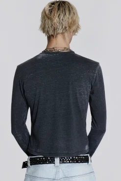 Jaded London T-Shirts*Burnout Script Long Sleeve Tee