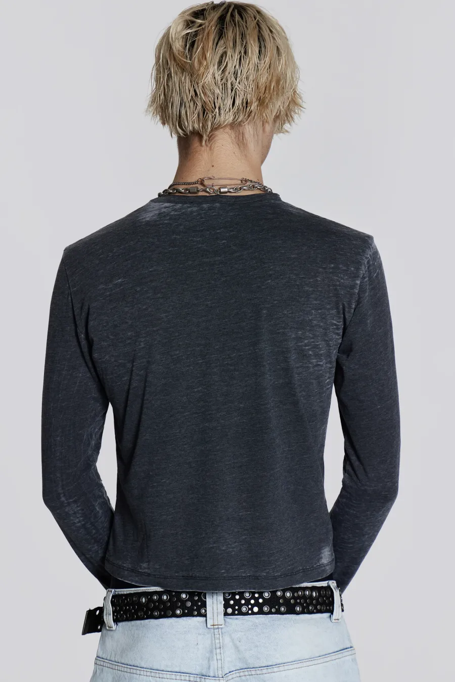 Jaded London T-Shirts*Burnout Script Long Sleeve Tee
