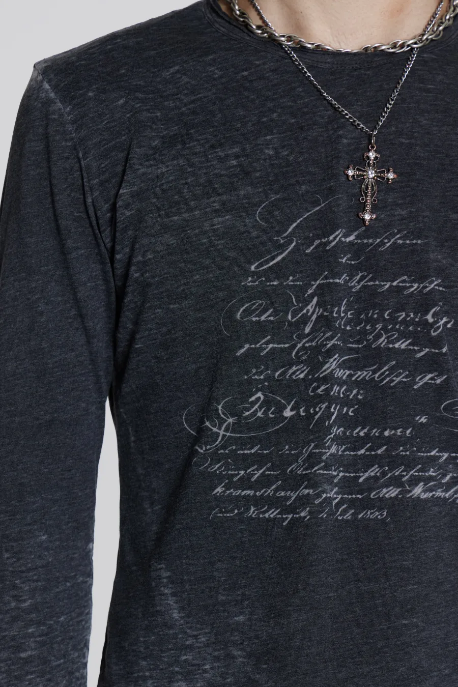 Jaded London T-Shirts*Burnout Script Long Sleeve Tee
