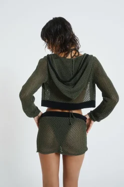 Jaded London *Caldera Khaki Crochet Micro Mini Skirt