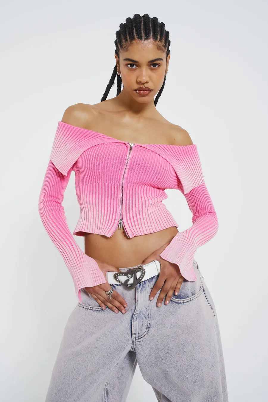 Jaded London Knitwear*Candy Pink Tribeca Knitted Top