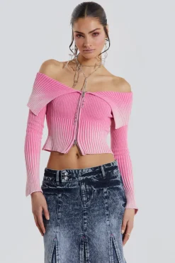 Jaded London Knitwear*Candy Pink Tribeca Knitted Top