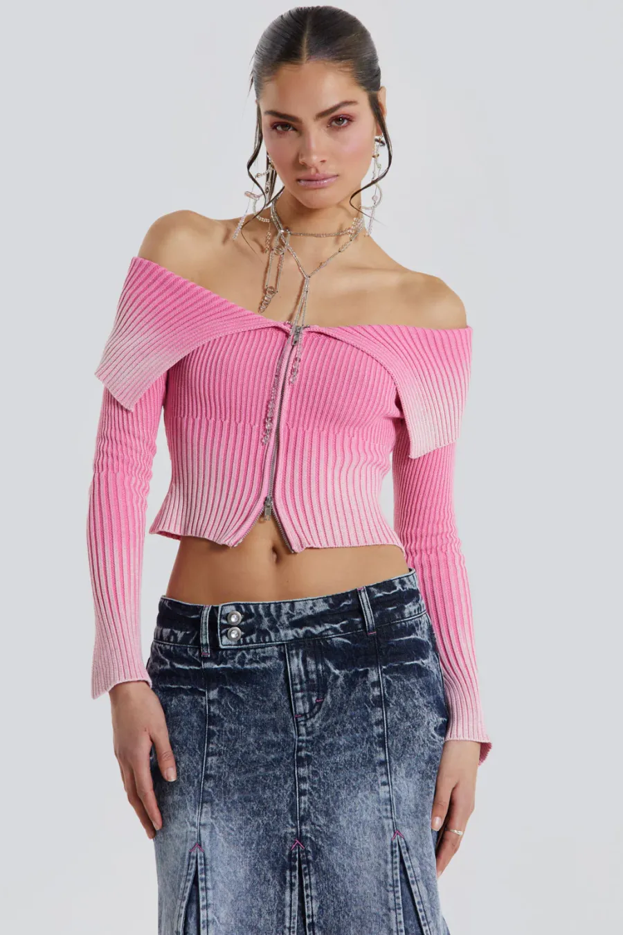 Jaded London Knitwear*Candy Pink Tribeca Knitted Top