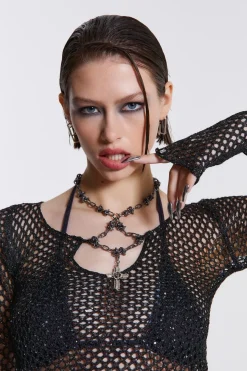 Jaded London Knitwear*Capella Knitted Top With Hardware Trim