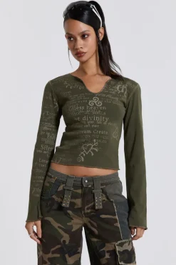 Jaded London Long Sleeve Tops*Celeste Notch Neck Long Sleeve Top