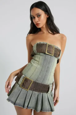 Jaded London Mini Dresses*Chelsea Denim Kilt Mini Dress