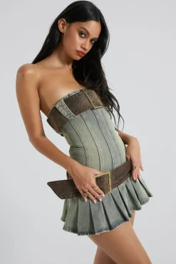 Jaded London Mini Dresses*Chelsea Denim Kilt Mini Dress