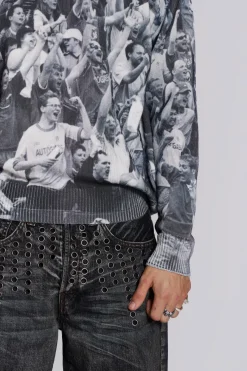 Jaded London Knitwear*Crowd Print Jumper