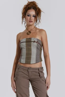 Jaded London *Demi Panelled Check Corset Top