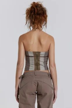 Jaded London *Demi Panelled Check Corset Top