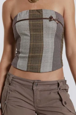 Jaded London *Demi Panelled Check Corset Top