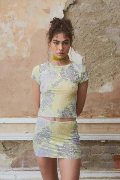 Jaded London Mini Skirts*Devore Mini Skirt In Lime