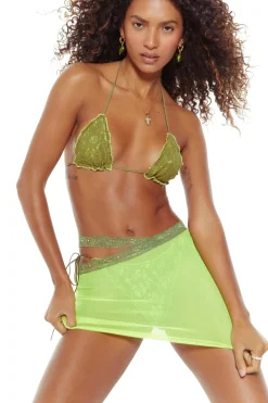Jaded London Beach Skirts*Dream In Lace Lime Mesh Mini Skirt