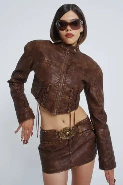 Jaded London *Easy Rider Faux Leather Micro Mini Skirt