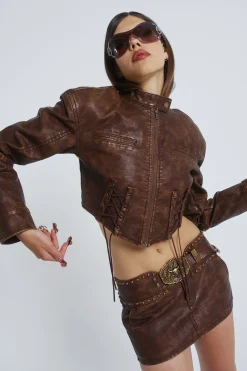 Jaded London *Easy Rider Faux Leather Micro Mini Skirt