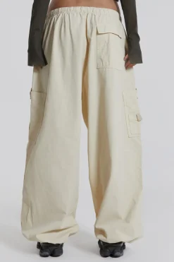 Jaded London Trousers*Ecru Parachute Cargo Pants