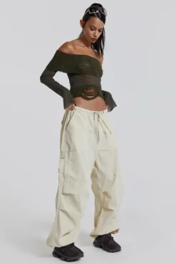 Jaded London Trousers*Ecru Parachute Cargo Pants