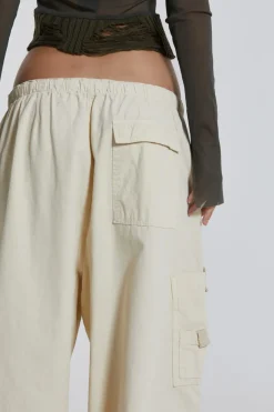 Jaded London Trousers*Ecru Parachute Cargo Pants