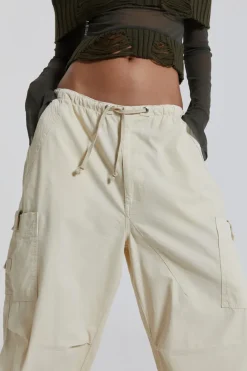 Jaded London Trousers*Ecru Parachute Cargo Pants