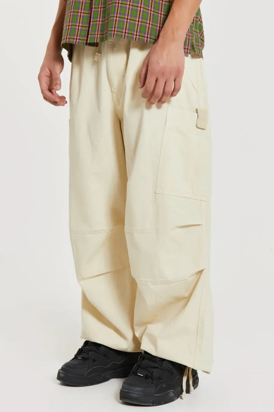 Jaded London Parachute Pants*Ecru Parachute Cargo Pants