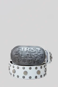 Jaded London *First Class White Leather Belt