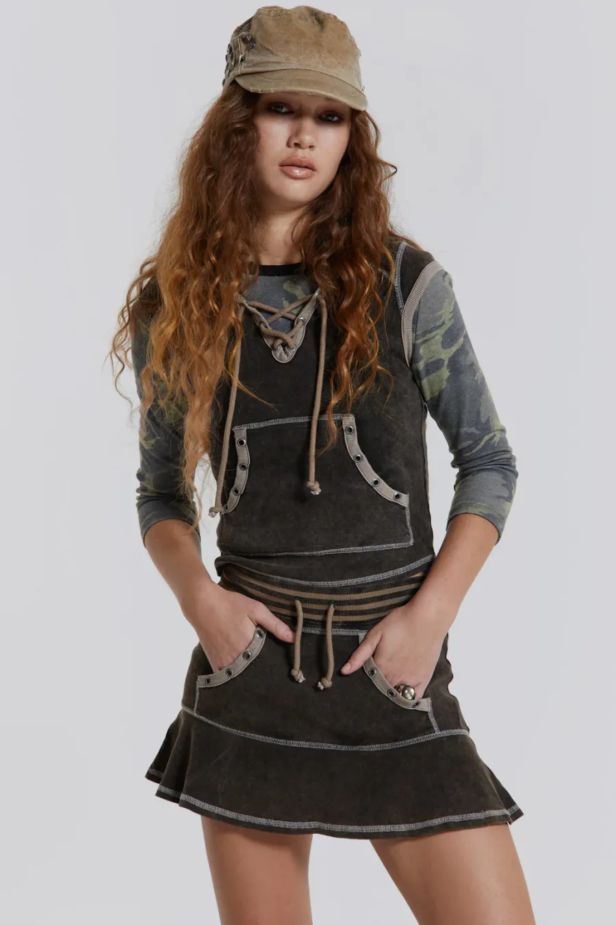 Jaded London *Freya Acid Wash Frill Mini Skirt