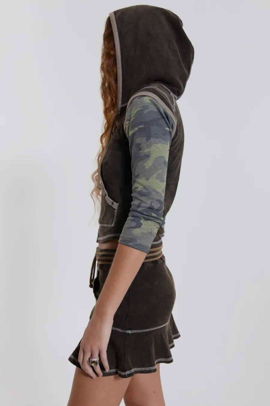 Jaded London *Freya Acid Wash Frill Mini Skirt