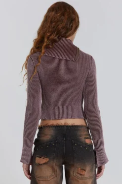 Jaded London Knitwear*Gaia Knitted Asymmetric Top With Studs