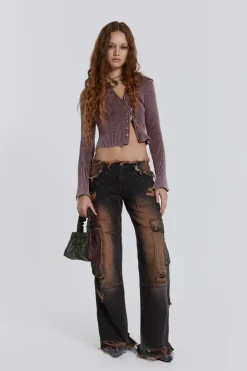 Jaded London Knitwear*Gaia Knitted Asymmetric Top With Studs
