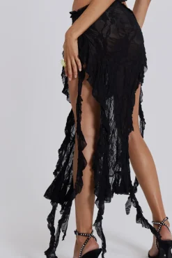 Jaded London Midi Dresses*Gaia Scrunch Lace Midi Dress In Black