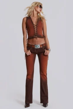 Jaded London *Genesis Denim Lace Up Corset Top