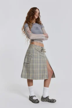 Jaded London Midi Skirts*Giselle Check Cargo Midi Skirt