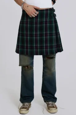 Jaded London Kilts*Green Check Mini Fraser Kilt