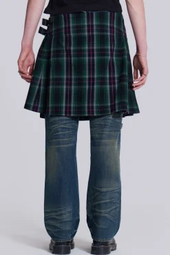 Jaded London Kilts*Green Check Mini Fraser Kilt