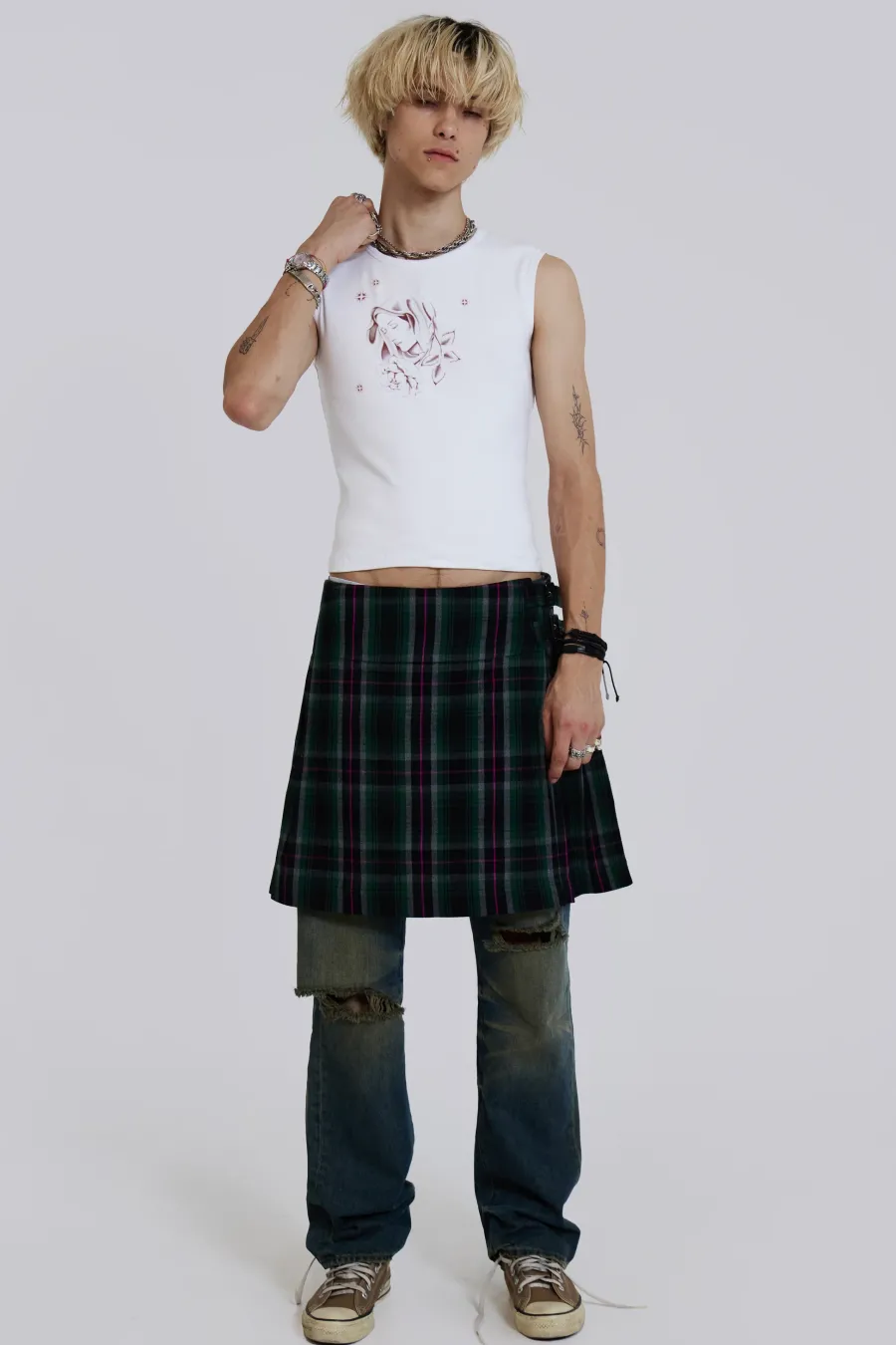 Jaded London Jeans*Green Check Mini Fraser Kilt